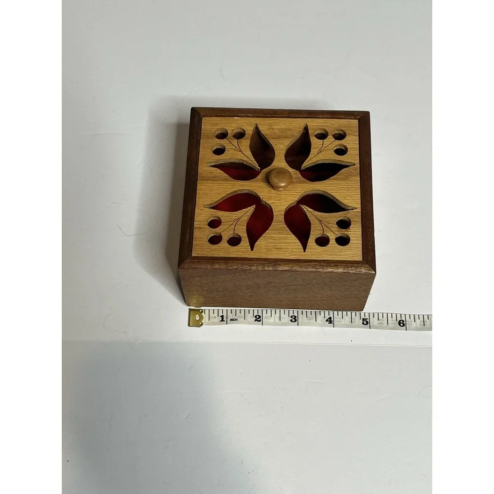 Vintage Handmade Wood Trinket Box